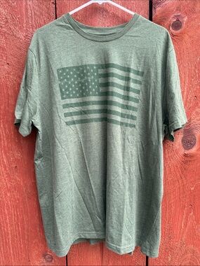 Men's Olive Green American Flag Graphic T-Shirt